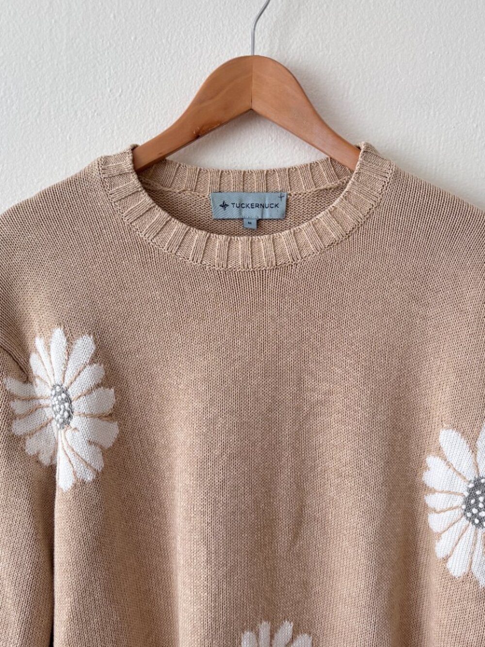 Tuckernuck Miss Daisy Floral Crewneck Knit Sweater in Tan - Picture 5 of 8